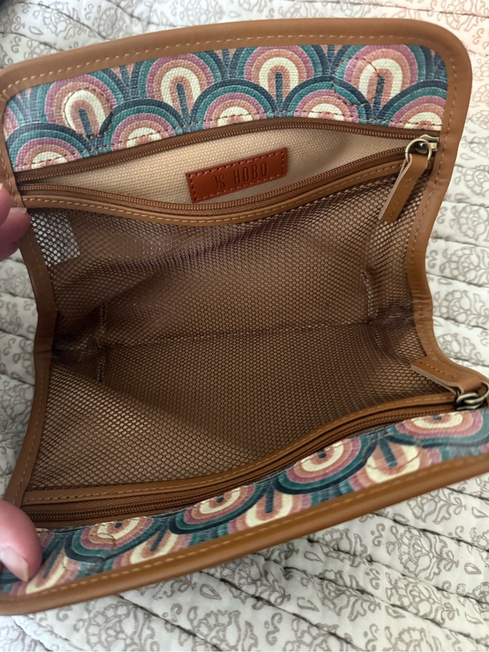 HOBO Teal, Pink & Tan Arched-Scale Cosmetic Pouch - Picture 3 of 3